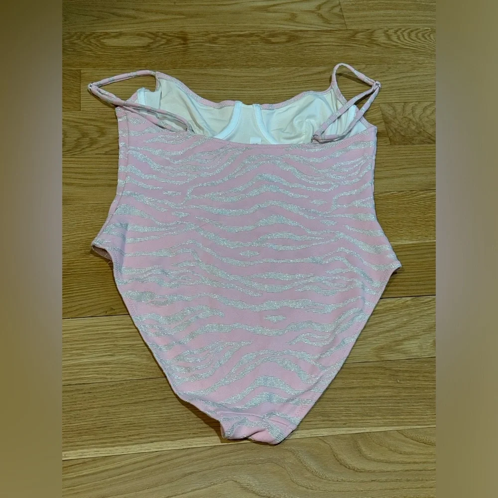Solid & Striped Women's Pink Silver 'the Taylor' One-piece Swimsuit Sz Large